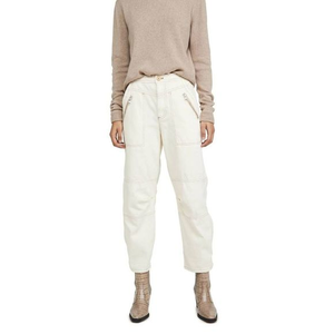 Free People Misty Road Pants High Rise Cargo 100%‎ Cotton Ivory Size 4